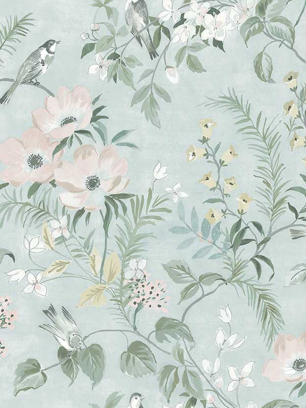 Frederique Floral fabric in mint color - pattern number 4072-70005 - by Chesapeake in the Delphine collection