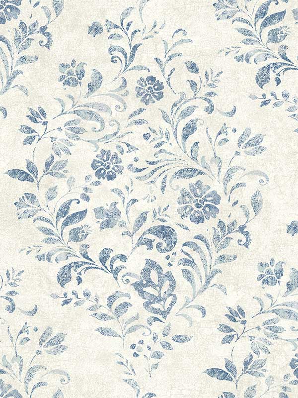 Isidore Scroll fabric in blue color - pattern number 4072-70006 - by Chesapeake in the Delphine collection