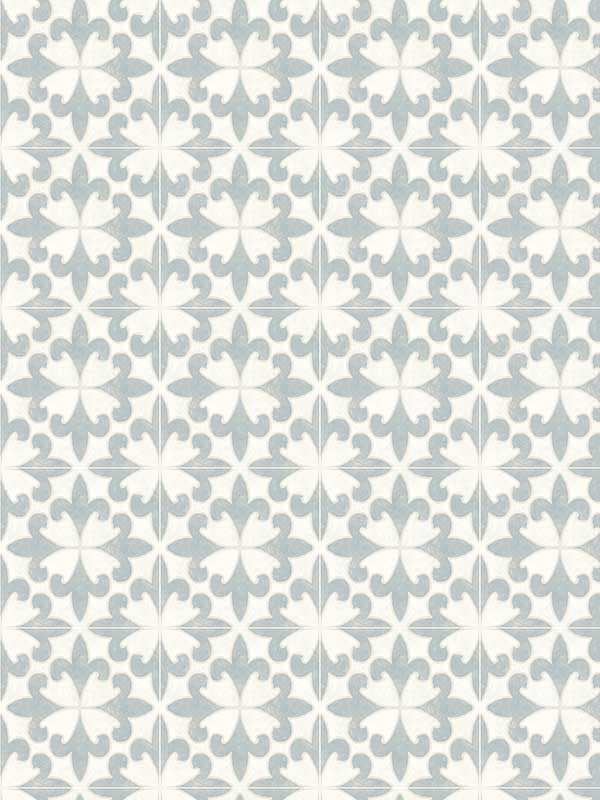 Remy Fleur Tile wallpaper in teal color - pattern number 4072-70035 - by Chesapeake in the Delphine collection