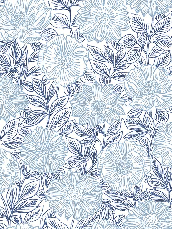 Faustin Floral wallpaper in navy color - pattern number 4072-70047 - by Chesapeake in the Delphine collection