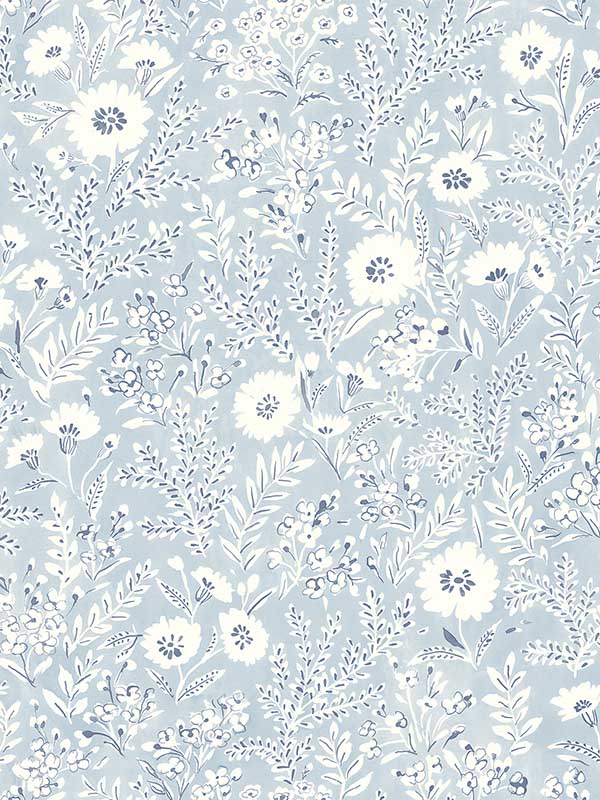 Agathon Floral fabric in light blue color - pattern number 4072-70050 - by Chesapeake in the Delphine collection