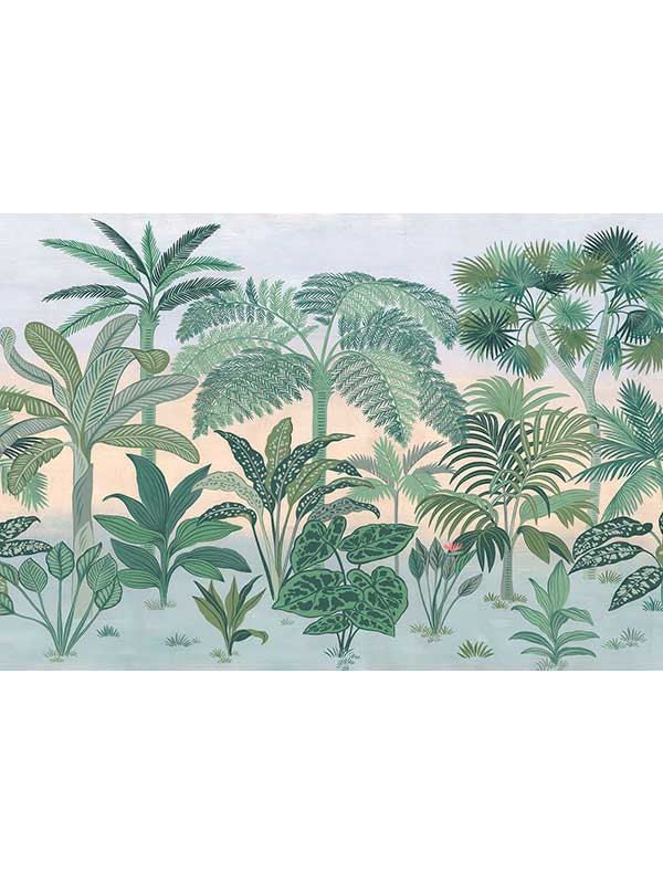 Jungara 8 Panel fabric in green color - pattern number 8-334 - by Brewster in the Komar Colours collection
