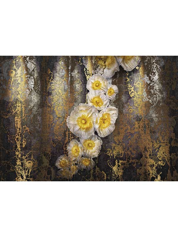 Serafina 8 Panel mural in yellow color - pattern number 8-963 - by Brewster in the Komar Colours collection