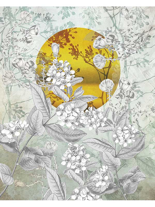 Karma 4 Panel mural in grey color - pattern number X4-1020 - by Brewster in the Komar Colours collection