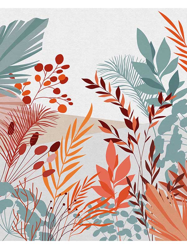 Aspiring Colours 4 Panel mural in orange color - pattern number X4-1073 - by Brewster in the Komar Colours collection