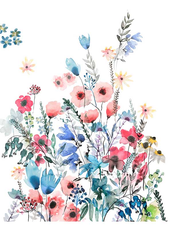 Aquitaine 4 Panel mural in multicolor color - pattern number X4-1099 - by Brewster in the Komar Colours collection