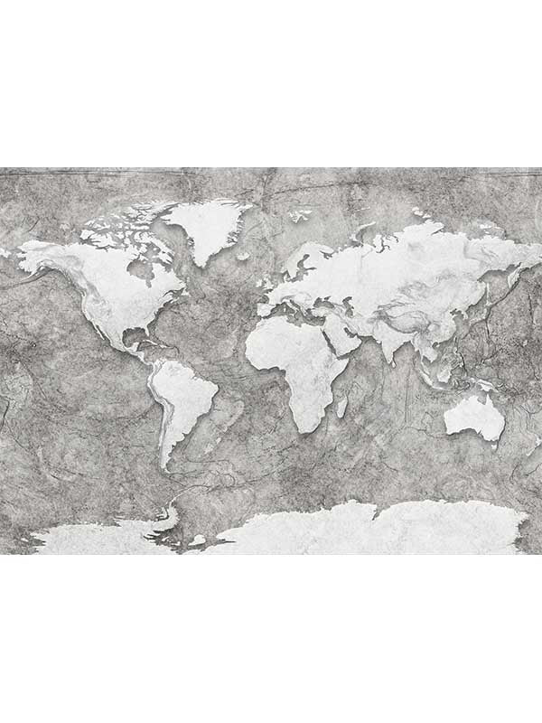 World Relief 7 Panel mural in grey color - pattern number X7-1007 - by Brewster in the Komar Colours collection