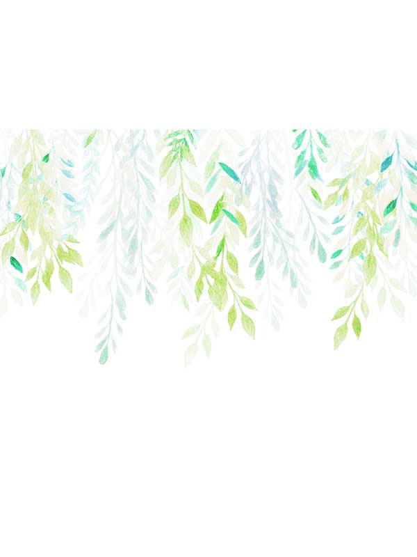 Summer Leaves 7 Panel mural in green color - pattern number X7-1096 - by Brewster in the Komar Colours collection