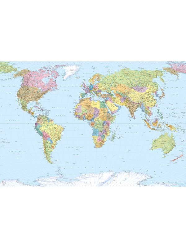 World Map 4 Panel fabric in multicolor color - pattern number XXL4-038 - by Brewster in the Komar Colours collection