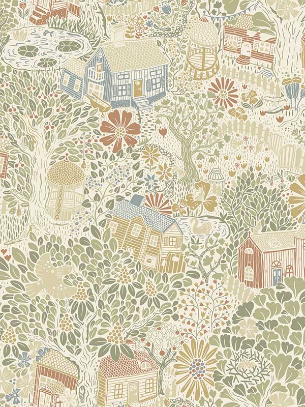 Bygga Bo Woodland Village fabric in neutral color - pattern number 4111-63001 - by A Street Prints in the Briony collection