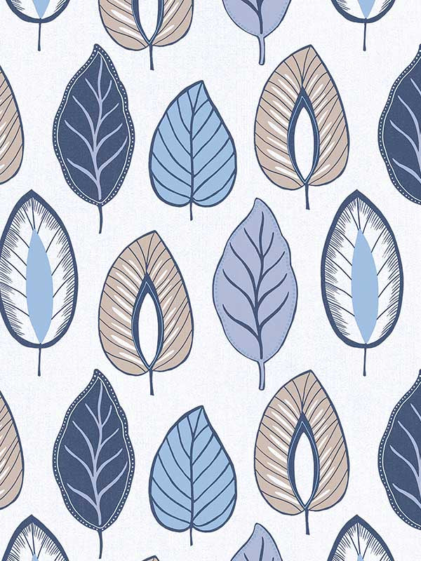 Chic Leaf fabric in blue navy taupe color - pattern number JJ38013 - by Patton Norwall in the Rewind by James Joseph collection