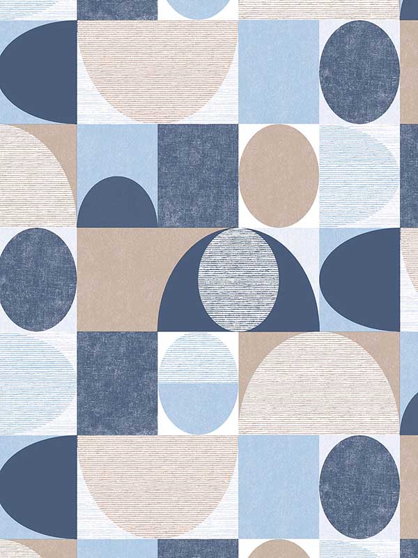 Geo Dom wallpaper in navy blubeige color - pattern number JJ38023 - by Patton Norwall in the Rewind by James Joseph collection