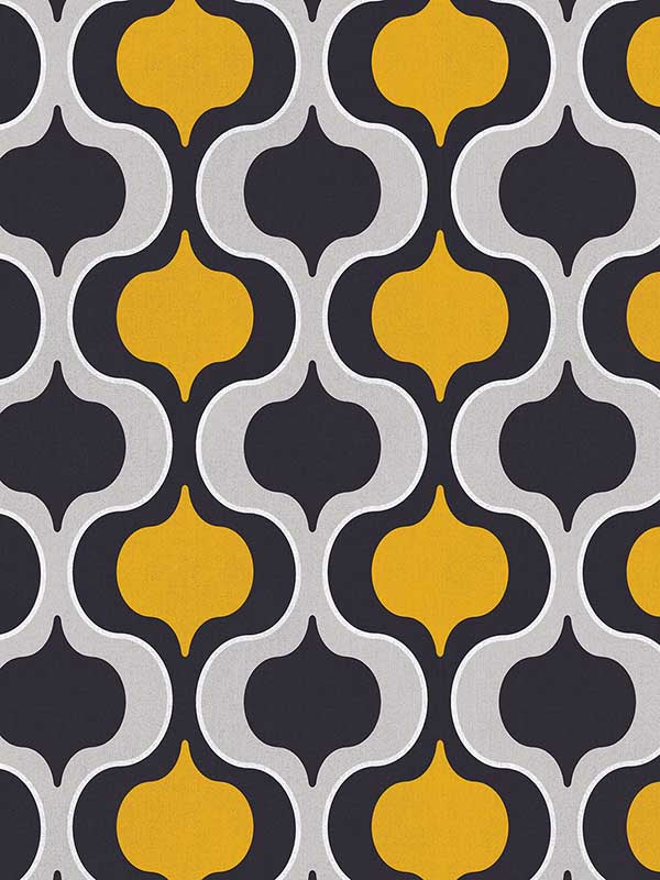 Squeeze wallpaper in black yellow grey color - pattern number JJ38039 - by Patton Norwall in the Rewind by James Joseph collection