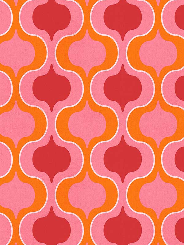 Squeeze wallpaper in hot pink red orange color - pattern number JJ38042 - by Patton Norwall in the Rewind by James Joseph collection