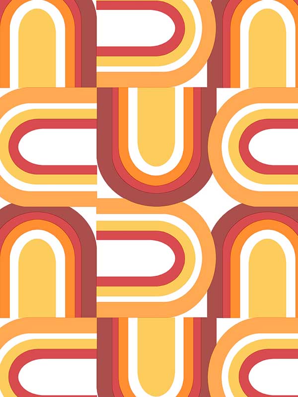 U Turn fabric in orange red yellow color - pattern number JJ38060 - by Patton Norwall in the Rewind by James Joseph collection