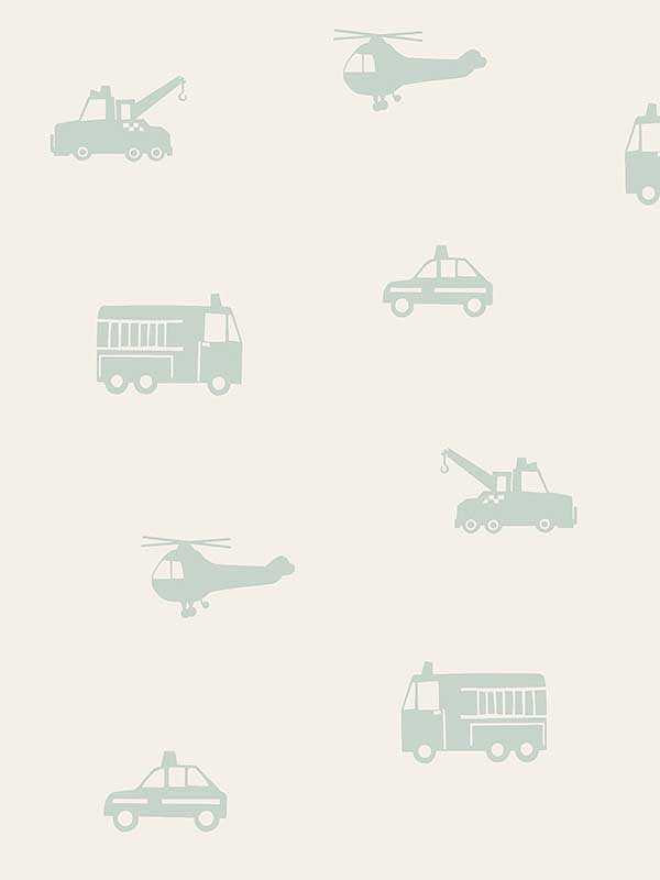 Briony Vehicles fabric in sage color - pattern number 4060-128856 - by Chesapeake in the Fable collection