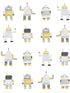 Callum Robots fabric in gold color - pattern number 4060-138940 - by Chesapeake in the Fable collection
