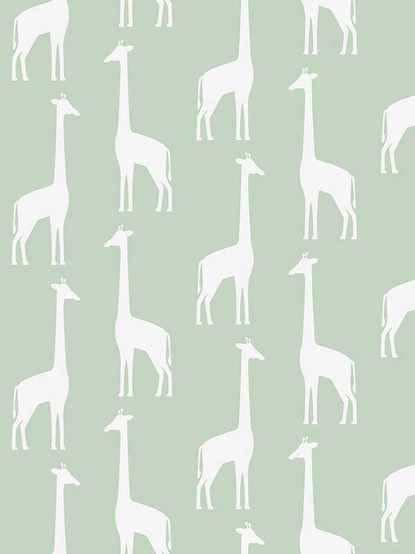 Vivi Giraffe wallpaper in sage color - pattern number 4060-139058 - by Chesapeake in the Fable collection