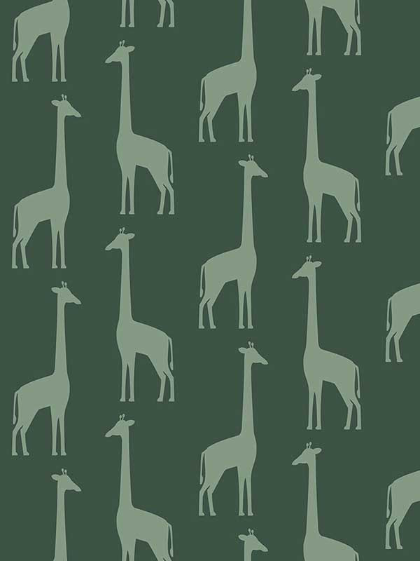 Vivi Giraffe wallpaper in teal color - pattern number 4060-139061 - by Chesapeake in the Fable collection