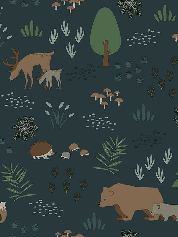 Finola Bears wallpaper in dark blue color - pattern number 4060-139248 - by Chesapeake in the Fable collection