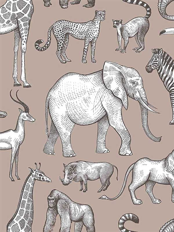 Kenji Safari wallpaper in light brown color - pattern number 4060-139271 - by Chesapeake in the Fable collection