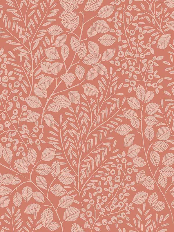 Elin Berry Botanical fabric in coral color - pattern number 4066-26516 - by A Street Prints in the Hannah collection