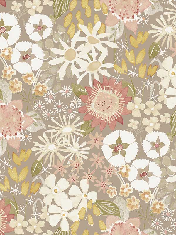 Karina Wildflower Garden fabric in neutral color - pattern number 4066-26521 - by A Street Prints in the Hannah collection