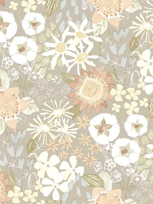 Karina Pastel Wildflower Garden fabric in pastel color - pattern number 4066-26523 - by A Street Prints in the Hannah collection