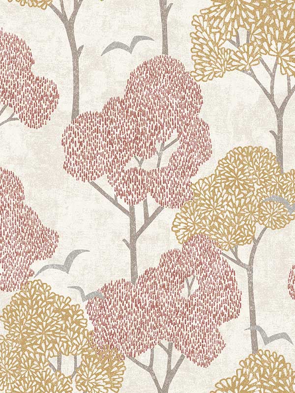 Lykke Textured Tree fabric in coral color - pattern number 4066-26544 - by A Street Prints in the Hannah collection