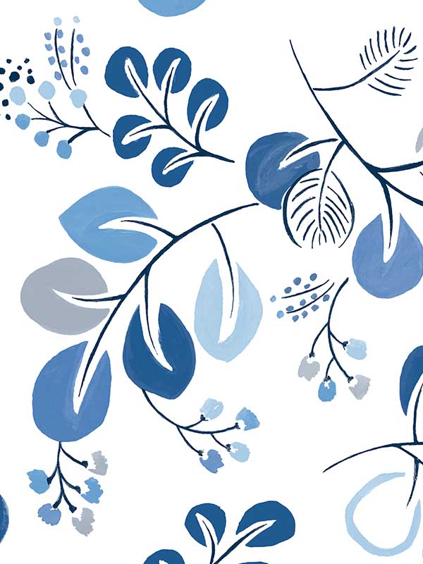 Jonah Leaf Trail fabric in blue color - pattern number 4066-26566 - by A Street Prints in the Hannah collection