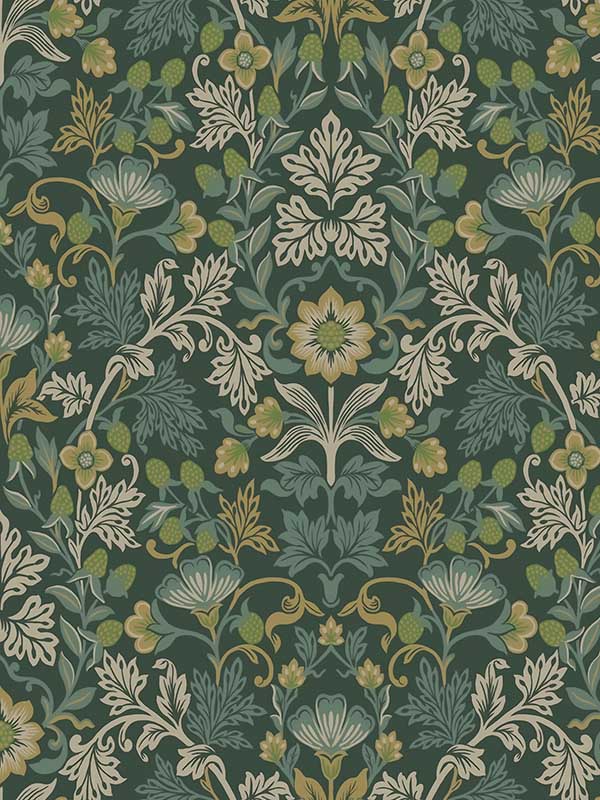 Lila Strawberry Floral fabric in teal color - pattern number 316000 - by Eijffinger in the Posy collection