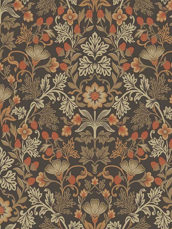 Lila Strawberry Floral fabric in orange color - pattern number 316004 - by Eijffinger in the Posy collection