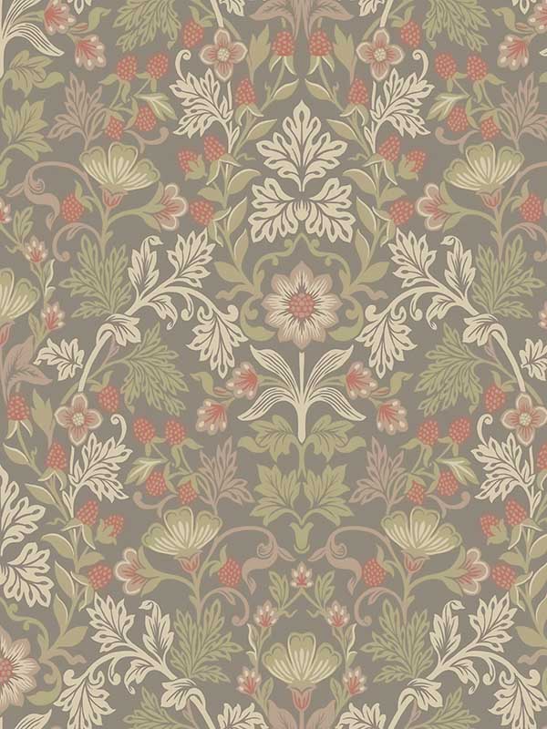 Lila Strawberry Floral fabric in moss color - pattern number 316007 - by Eijffinger in the Posy collection