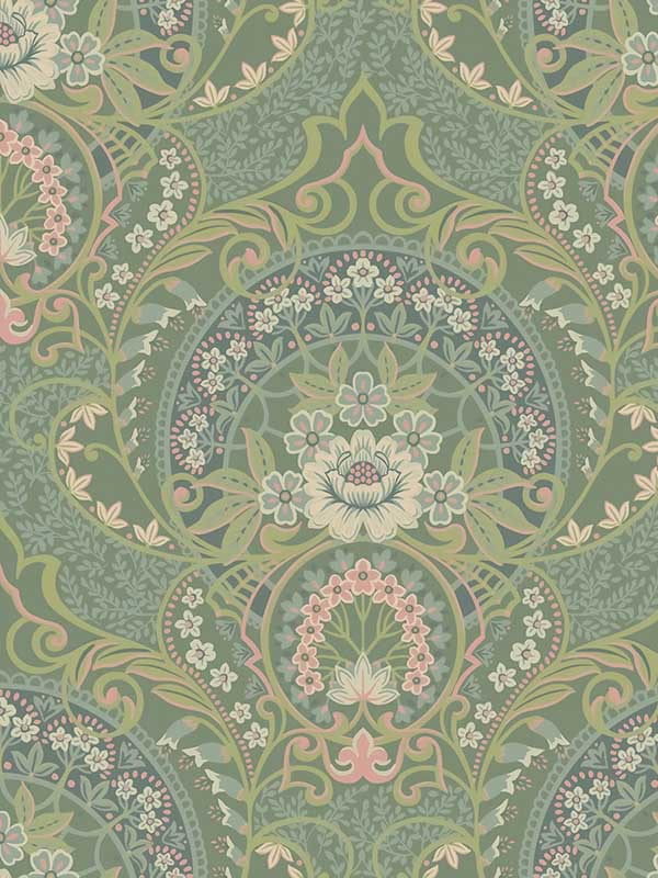 Nasrin Damask fabric in sea green color - pattern number 316013 - by Eijffinger in the Posy collection