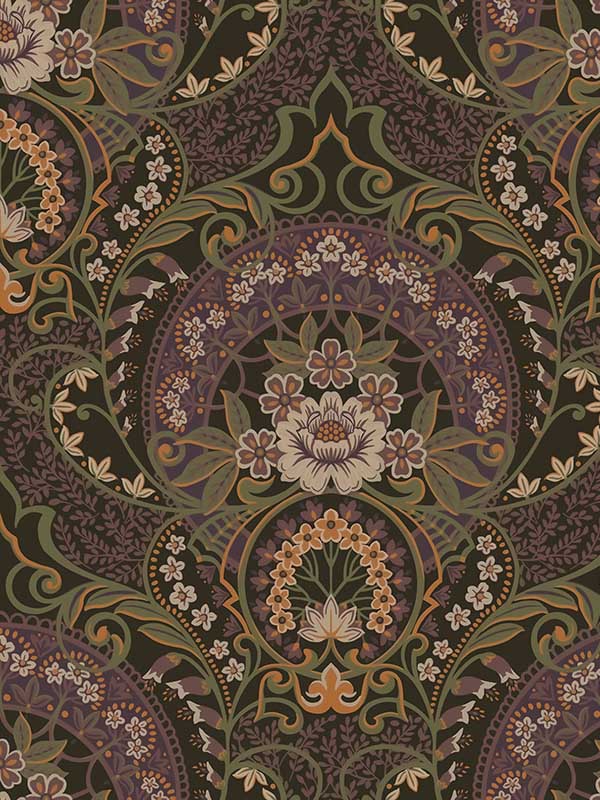 Nasrin Damask fabric in purple color - pattern number 316016 - by Eijffinger in the Posy collection