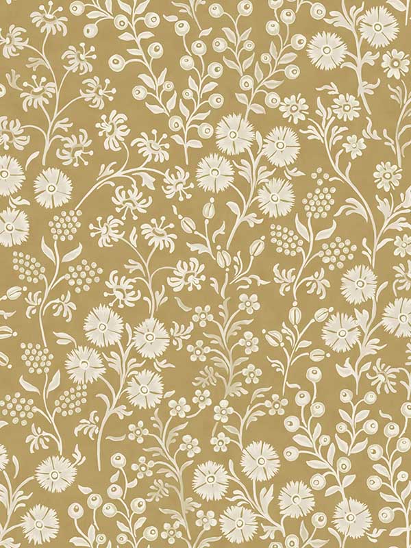 Liana trail fabric in gold color - pattern number 316042 - by Eijffinger in the Posy collection