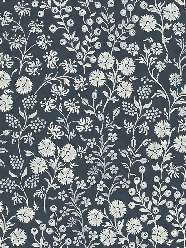 Liana trail fabric in indigo color - pattern number 316047 - by Eijffinger in the Posy collection
