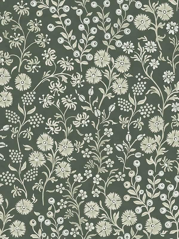 Liana trail fabric in evergreen color - pattern number 316048 - by Eijffinger in the Posy collection