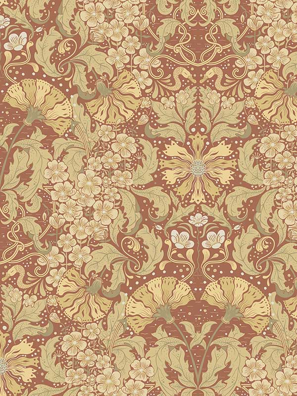 Ojvind Floral Ogee wallpaper in rust color - pattern number 4080-83114 - by A Street Prints in the Ingrid collection