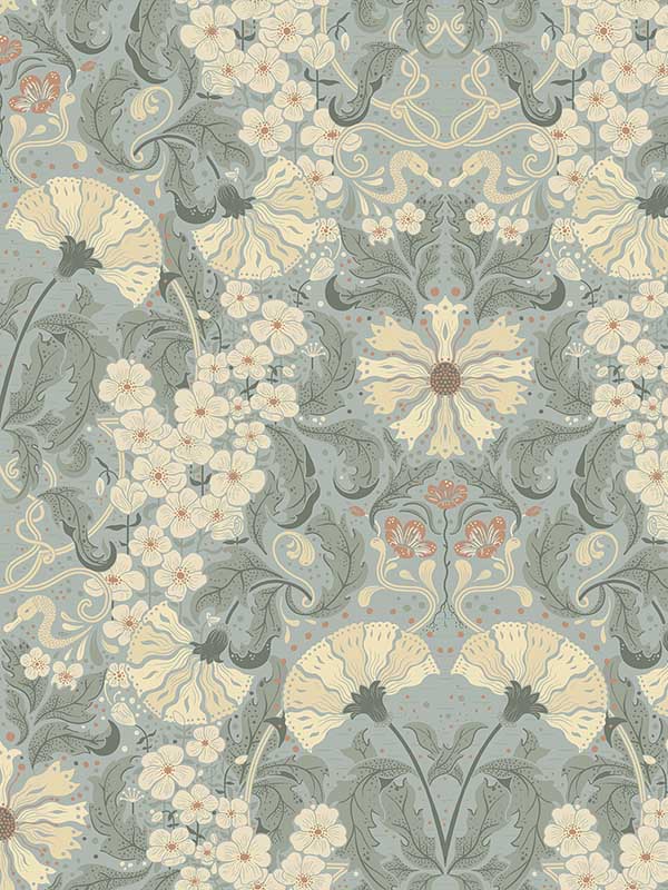 Ojvind Floral Ogee wallpaper in light blue color - pattern number 4080-83115 - by A Street Prints in the Ingrid collection