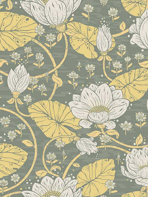 Eva Lotus Dreams wallpaper in yellow color - pattern number 4080-83120 - by A Street Prints in the Ingrid collection