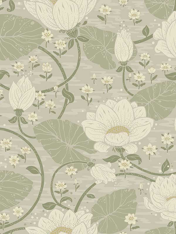 Eva Lotus Dreams wallpaper in light grey color - pattern number 4080-83124 - by A Street Prints in the Ingrid collection