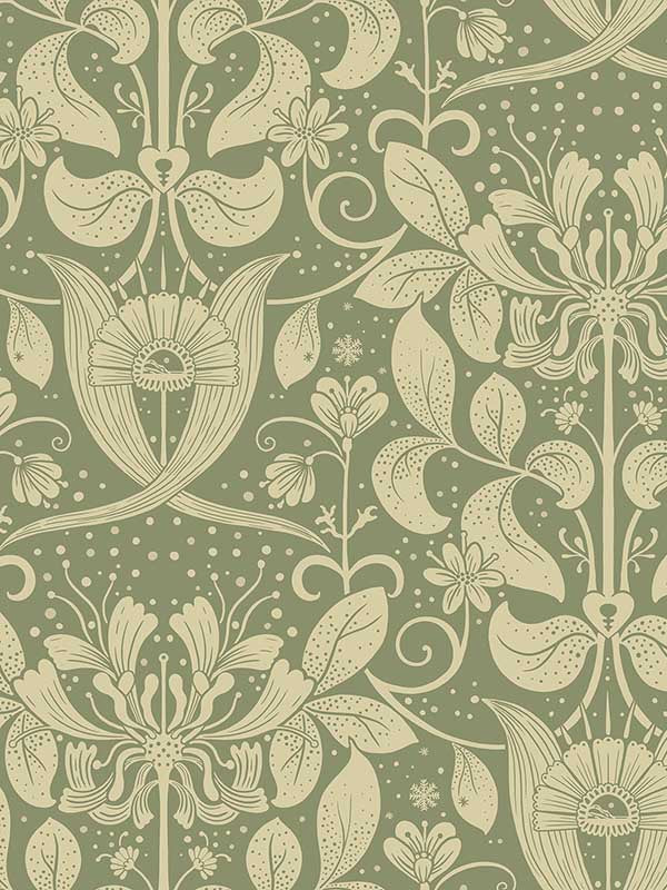Berit Floral Crest wallpaper in green color - pattern number 4080-83126 - by A Street Prints in the Ingrid collection