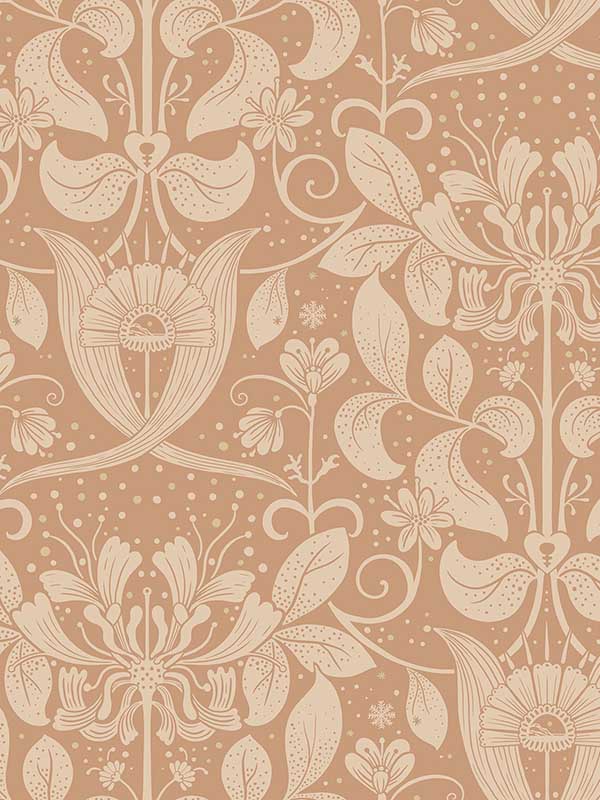 Berit Floral Crest wallpaper in coral color - pattern number 4080-83128 - by A Street Prints in the Ingrid collection