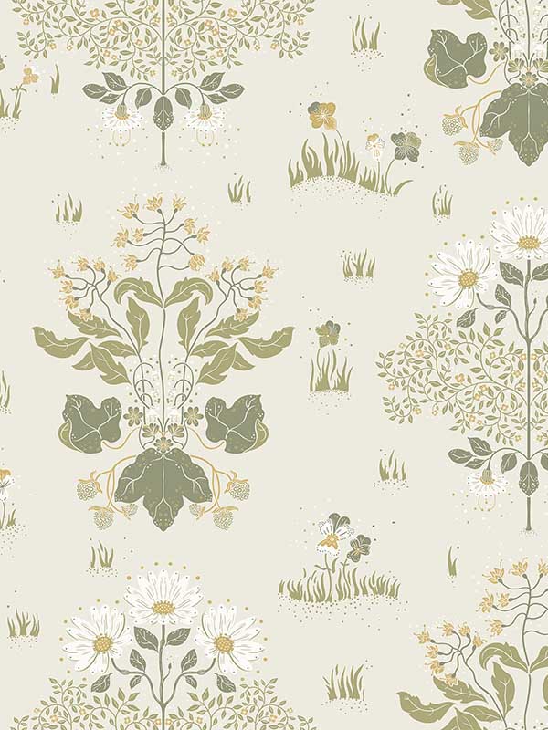 Elda Delicate Daises wallpaper in olive color - pattern number 4080-83133 - by A Street Prints in the Ingrid collection