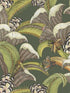 Hoopoe Leaves fabric in spring green and coral color - pattern number 119/1003.CS.0 - by Cole and Son in the Ardmore Jabula collection