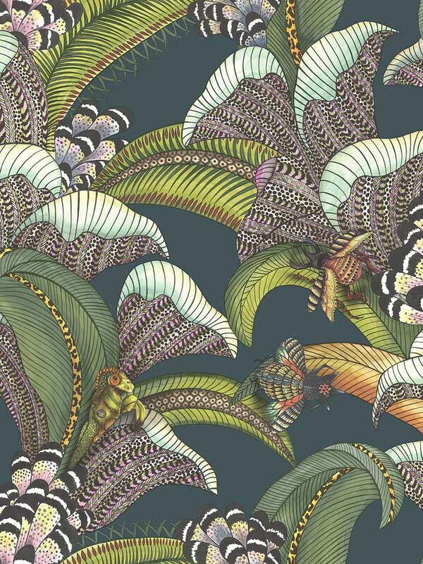 Hoopoe Leaves wallpaper in viridian color - pattern number 119/1007.CS.0 - by Cole and Son in the Ardmore Jabula collection