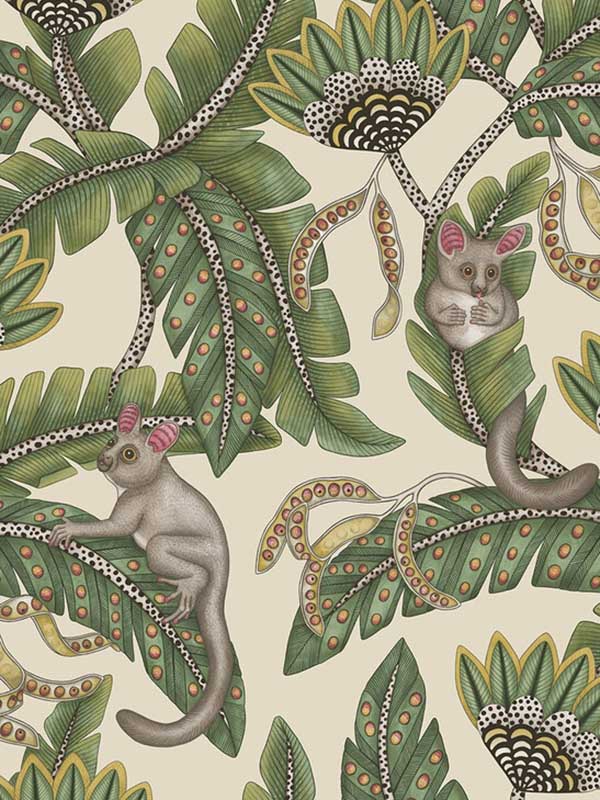 Bush Baby wallpaper in sage and chartreuse parchment color - pattern number 119/7035.CS.0 - by Cole and Son in the Ardmore Jabula collection
