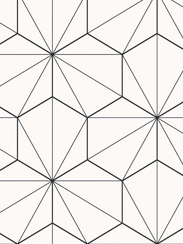 Hedron Geometric wallpaper in ebony and eggshell color - pattern number ET11300 - by Seabrook in the Etten Studios Geometrics collection
