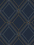 Linework Gem fabric in midnight blue and metallic gold color - pattern number ET11602 - by Seabrook in the Etten Studios Geometrics collection